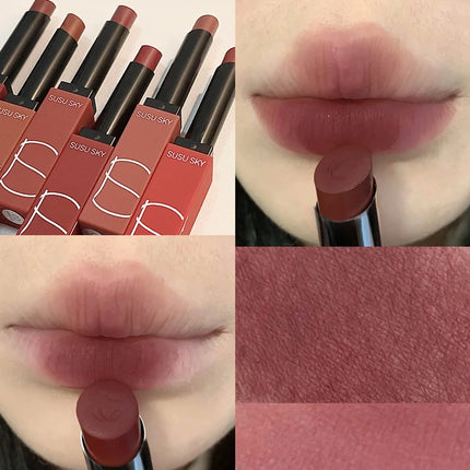 Matte Velvet Thin Tube Lipstick Lasting Waterproof Resistant to Fading Smooth Application, Lip Gloss Lip Balm for Autum&Winter