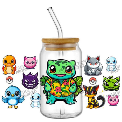 uv dtf Pikachu sticker Glass Tumbler Wrap 16oz Libbey Cup DTF Decal Pokemon Design cup wraps Home decoration