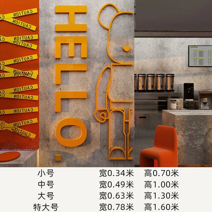 Cartoon Bear Wall Sticker with Hello Letter Acrylic Mirror Wall Decal Self-adhesive DIY Living Room Bedroom Home Decor