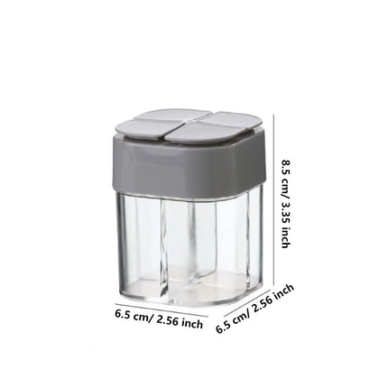 4-In-1 Transparent Spice Dispenser Jar with Lids 4 Compartment Seasoning Container Outdoor Cooking Restaurant Kitchen Containers