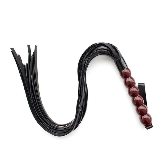 Red Beaded Handle Leather Flogger BDSM Bondage Whip Spanking Paddle Slave Role Play Gear Adult Sex Toy for Women Men Couples
