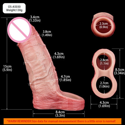 ORALSX Soft Ultra Penis Sleeve Deep Veins Design With Cock Ring For Dick Enlarger Dildo Sheath Silicone Male Sex Toy Pleasure