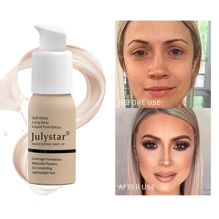Julystar 10 Colours Matte Moisturising Finishing Foundation Waterproof Long Lasting No Makeup Removal Face Concealer Powder