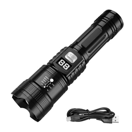 High Power LED Flashlights USB Rechargeable Hand Light with Built-in Battery Super Bright Torch for Outdoor Emergency Camping
