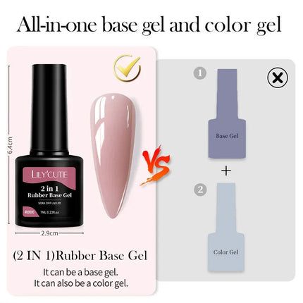 7ml Nude Pink Rubber Base Gel Nail Polish Foil Effect Semi Permanent Uv Gel Soak Off Self Leveling Gel Varnish Nail Art Base Gel