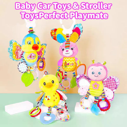 Baby Hanging Rattles Soft Toy Multifunctional Sensory Cartoon Animal Wind Chime Plush Toy Baby Stroller and Bed Baby Toy Gifts