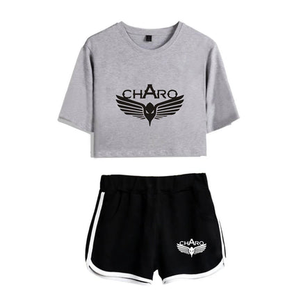 Fashion Youthful Rap Group PNL Print Two Piece Set Women Sexy Shorts+lovely T-shirt Cute Dew navel Sport Girl suits