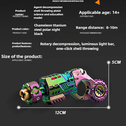 Metal Alloy Shell-Ejecting Toy Pistol Set Fun Shooting Sensory Toy Stress Relief EDC Office Desk Gadget Gift for Boys Adults