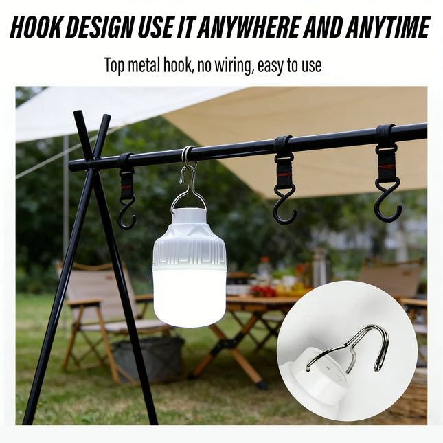 Outdoor USB Rechargeable LED Lamp Bulbs High Brightness Emergency Light Hook Up Camping Fishing Portable Lantern Night Lights