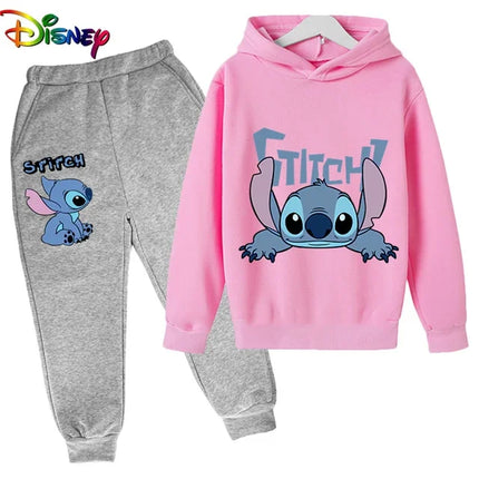 Children Boys Girls Stitch Hoodies Pants Set Boys Girls Stitch Sweatshirts Hooded Kids Fashion Stitch Pullovers Clothes Suit