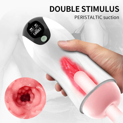 Portable Men's Aircraft Cup with LCD Display 8 Adjustable Frequencies Male Masturbator Vacuum Covered Male Pleasure Cup Male Sex