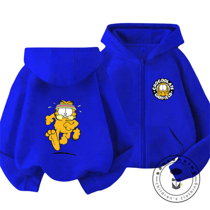 New Garfield Cute Kawaii Zip Hoodie For Kids Boys Girls Autumn Winter Cartoon Trendy Children Hooded Sweatshirt 3 14T
