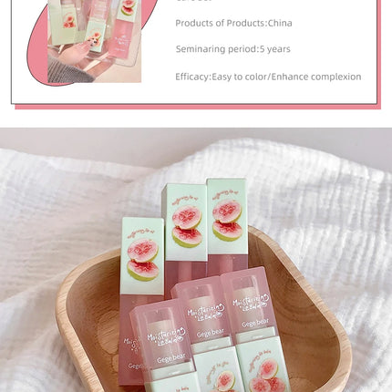 Guava Hydrating Lip Balm and Lip Oil Set Gege Bear Light Moisturizing Soothing and Tender Lips for Winter Use