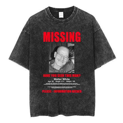 Heisenberg Breaking Bad Vintage Washed T Shirt Better Call Saul Graphic Print T-shirts Men's Pure Cotton Short Sleeves Tee Shirt