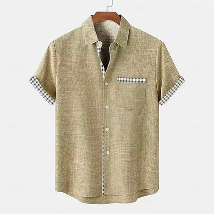 Men's High-Quality Linen Short-Sleeved Shirt Hawaii 3D Printed Collar Vacation Casual Style Loose Breathable Fit