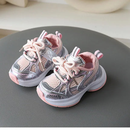 Girls' Sports Shoes 2025 New Style Soft Sole Children's Casual Shoes Fashionable Breathable Stripe Dad Shoes for Kids Boy