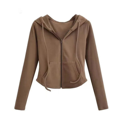 Pure Desire Aesthetic Hooded Sweatshirt Jacket Women's Spring Autumn Slimming Casual Long Sleeve Crop Top Trendy Cardigan