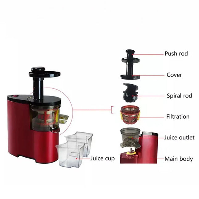 150W 80RPM Slow Masticating Juicer Machine, BPA-Free Juice Extractor, Fruit and Vegetable Squeezer, Electric Cold Press Slow Juicer