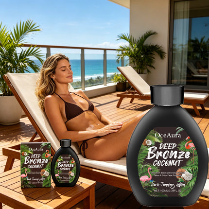 Coconut Oil Dark Tanning Lotion Moisturizing Accelerator for Deep Bronze Glow Tanning Cream for Tanning Bed & Outdoor Use