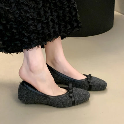 Fur Lining Women Flats Shoes Concise Round Toe Butterfly-knot Shoes Comfort Soft Sole Outdoor Shoes 2026 Spring Autumn Loafer