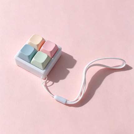 Clicky 9-Key Keyboard Keychain Pastel Fidget Key Ring Mechanical Switch Bag Charm for Gamers Office Desk Anxiety Relief Gift