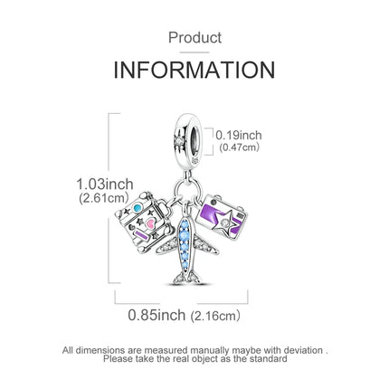 925 Sterling Silver Travel Passport Trunk Charms Fit Original Bracelet Diy Airplane Earth Beads for Jewelry Making Gift