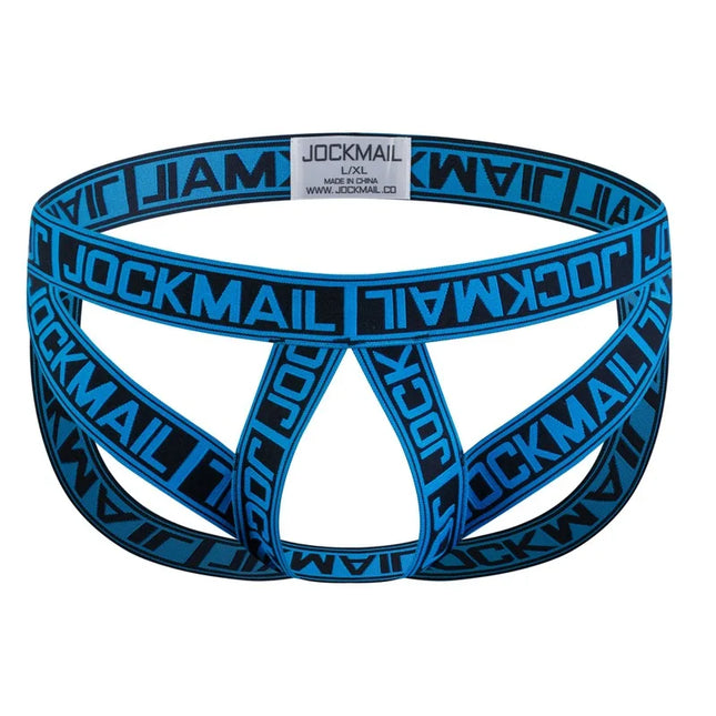 Jockmail Men Ring Underwea Homosexual Ropa Interior Sex Para Bragas Hombre New Hollow Ring T-Back Button Adjustable Jockstrap