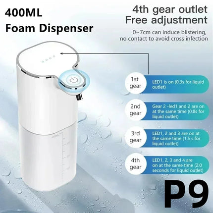 380ML Automatic Foam Soap P11 Dispenser Bathroom Smart Washing Hand Machine With USB Charging White ABS Material