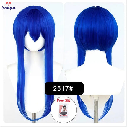 Snoya 60cm synthetic Multi colored long sideburns style short cosplay wig Heat resistant fiber Purple blue pink black gold