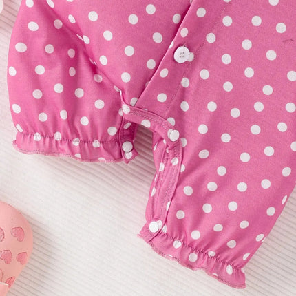 Summer Baby Girls Cute Casual Comfortable Breathable Short Sleeve Shorts Jumpsuit Polka Dot Printed Pattern Newborn Baby
