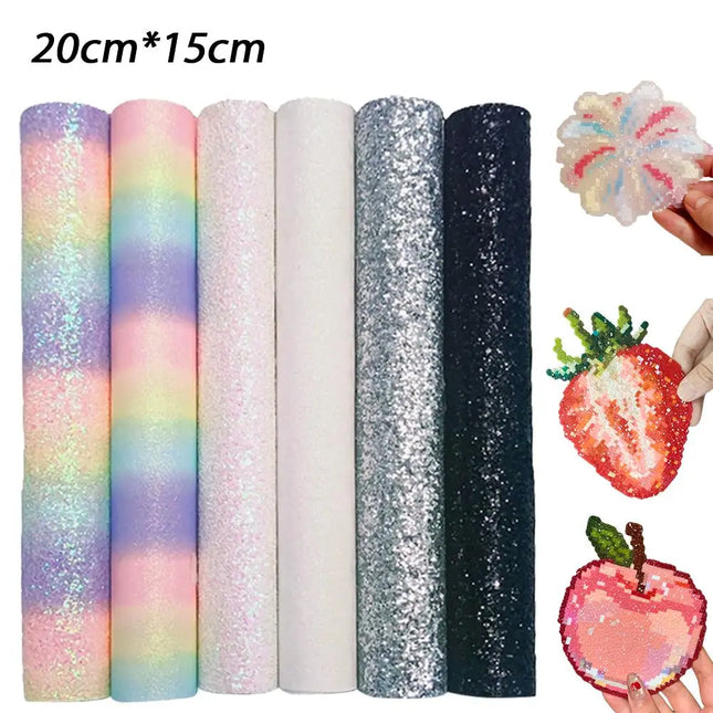 6-piece Bead Art Kit: Rainbow Glitter Fabric, Iron-On Beads, Baking Paper and Iron-On Fabric A Stylish Craft Kit Handcrafted Toy