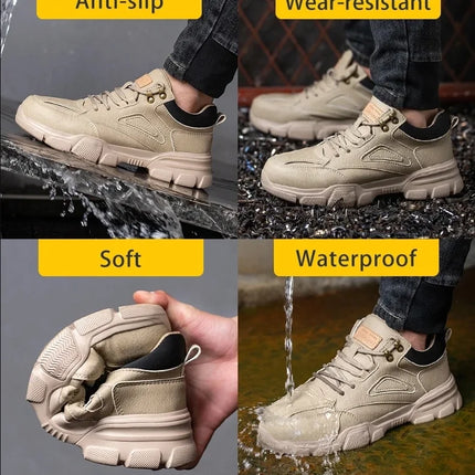 Steel Toe Safety Shoes Men, Anti-Puncture Anti-Smash Non Slip Industrial Work Boots Lightweight Breathable Protective Shoes