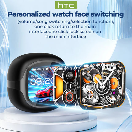 Bluetooth V6.0 Wireless Earphones Open-ear Ai Translator Headphones Full HD LCD Display HTC NE58 Clear Sound More Comfortable