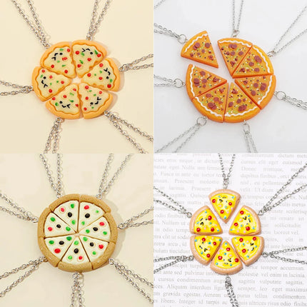 Cute Pizza Childhood Friendship Chain for Women Triangle Food Charms Necklace Best Friends Keychain BFF Jewelry Birthday Gifts