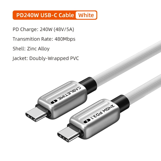 CABLETIME 240W PD Cable USB C to USB C Cable Fast Charger Adapter Type C to C Cable Power Wire for Laptop MacBook Samsung iPad