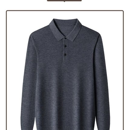 Worsted wool Men POLO Neck  Pullover Long Sleeve Lapel Sweaters Loose Warm Knitted Tops Spring Autumn New Style Men’s Clothing
