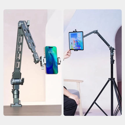 Aluminum Alloy Boom Arm Stand, 360° Rotatable Desktop Mount for Live Streaming, Video Recording, Phone iPad Tablet Holder