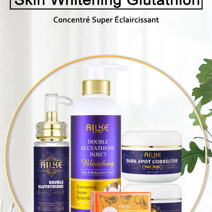 AILKE Glutathione 5-in-1 Women Skin Care Kit, With Body Lotion,  Serum, Dark Spot Removal Cream, Body Cream, Brightening Soap