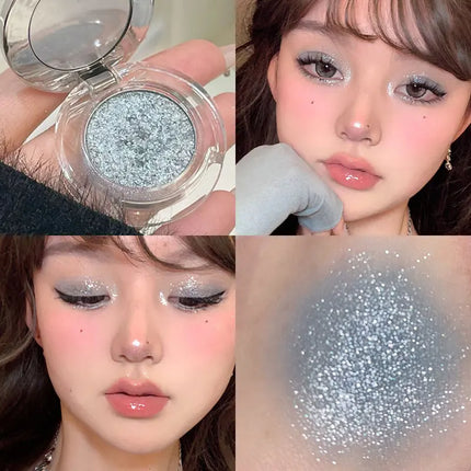 Diamond Grey Blue Highlighter Eyeshadow Palette Shine Pearlescent Face Body Brighten Glitter Natural Gloss Contour Makeup