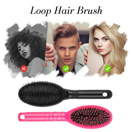 Loop Wig Brush Hair Extension Brush Hair Pieces Toupees Weaves Brush for Brushing Styling Detangling Natural and Synthetic Hair
