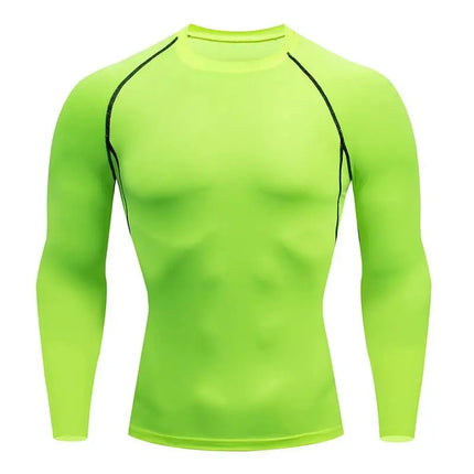 Compression Shirt Men Solid Dry Fit Long Sleeve Sportswear For Male Gym Clothing Running Fitness Tee Training Workout Muscle Top