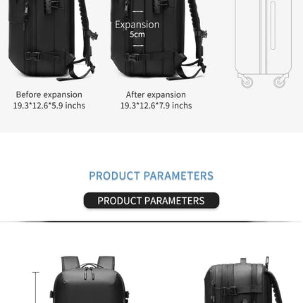 Men Travel Backpack vacuum compression 17 inch Laptop Business Large Capacity school Backpack Expanded outdoors Hiking backpack