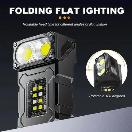 Mini Portable LED COB Flashlight with Pen Clip Head Rotation Magnetic Torch Built-in Battery Rechargable Outdoor Camping Lantern