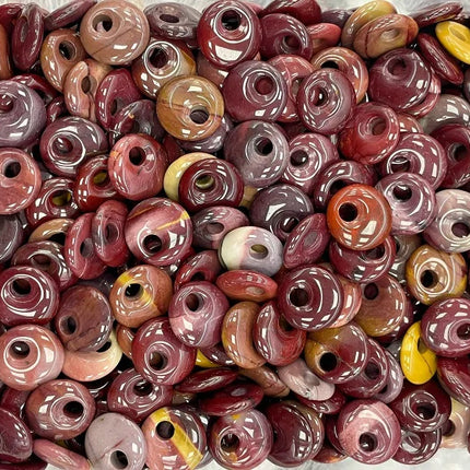 🔥RX8-1 Natural Stone Big Hole Beads Flat Round Pink Quartz Agate Jades Crystal Bead For DIY Lucky Jewelry Making