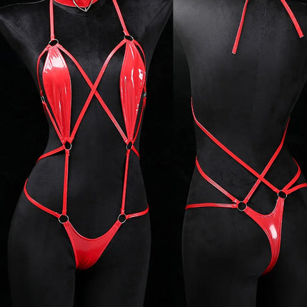Hot Sexy Micro Bikinis Women Sexy Lingerie Erotic PU Bodysuit Porn Game Outfits Fancy Mini Bodycon Underwear Sexy Beachwear