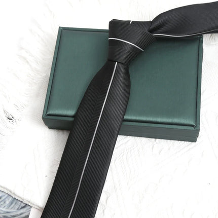 Black Luxury Stripe Tie Handmade High Quality Necktie Skinny 6cm Ties for Men Women  Cravat Business Party Corbatas Accessories