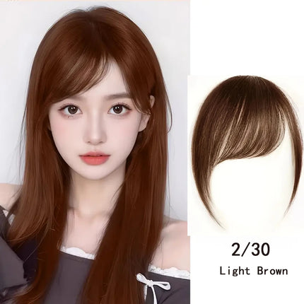 Synthetic  Slanted Bangs Short Brown Black Fake Hair Fringe Extension Clip in Hairpieces Accessories for Women Girl