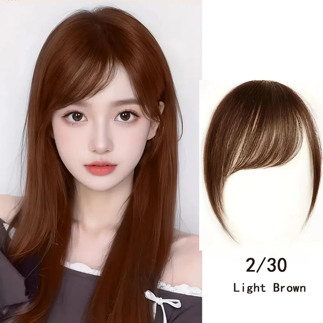 Synthetic  Slanted Bangs Short Brown Black Fake Hair Fringe Extension Clip in Hairpieces Accessories for Women Girl