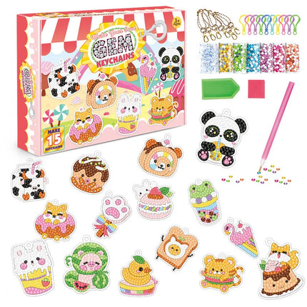 15 Full Diamond Keychains DIY Handmade Keychains Children's Diamond Painting Art Zipper Pendant Bag Pendant