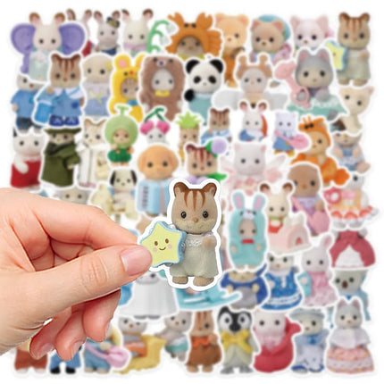 55PCS Calico Critters Stickers Graffiti Stickers DIY Diary Phone Case Handmade Scrapbook Aesthetic Stickers